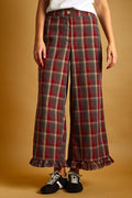 Ruffle Detail With Plaid Fabric Pants