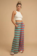 PLUS SIZE - Mixed-Stripe Wide-Leg Pants