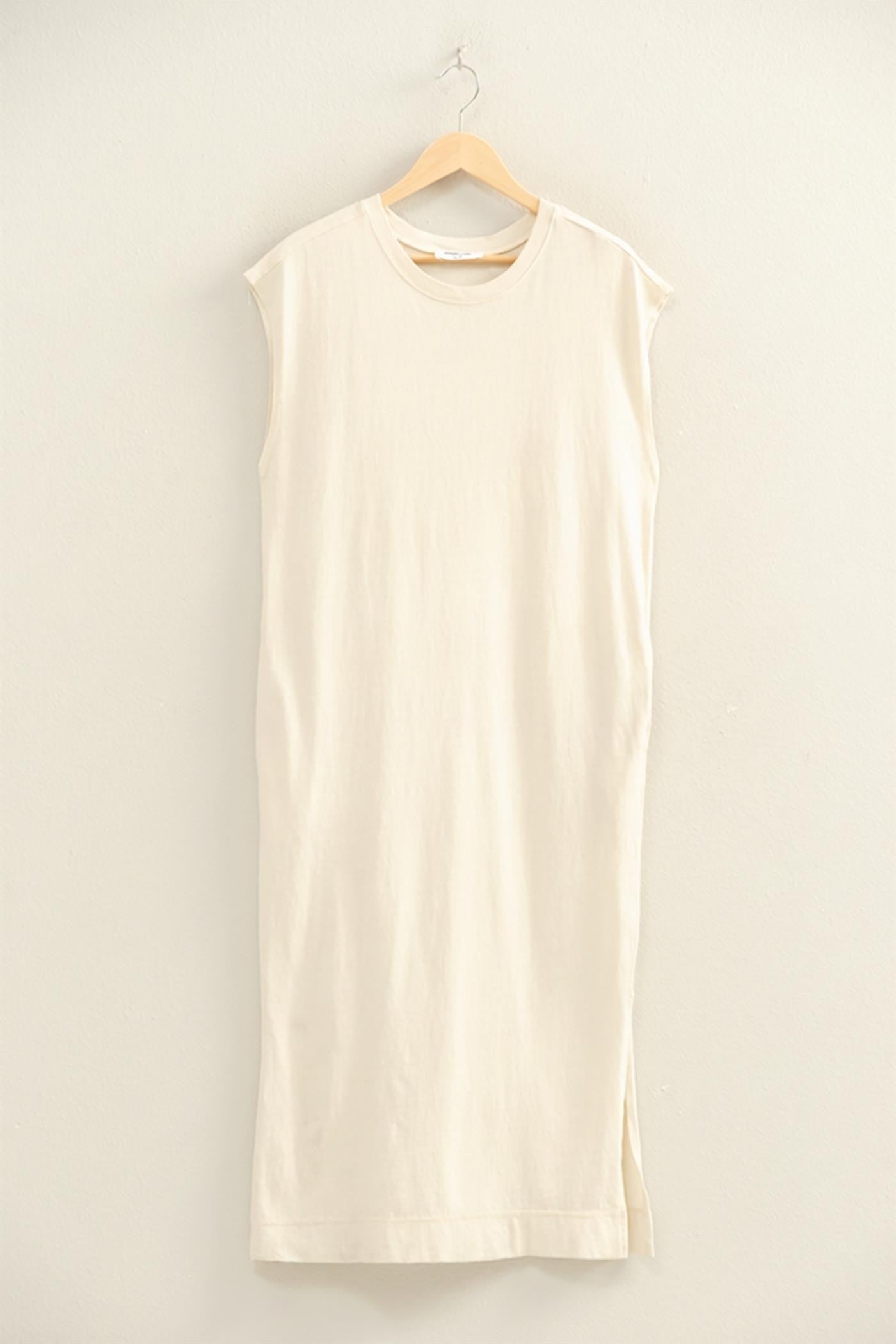Off white Mineral Wash Cap Sleeve Midi Dress