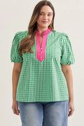 Plus Main Attraction Gingham Blouse