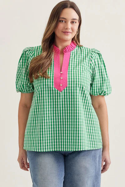 Plus Main Attraction Gingham Blouse