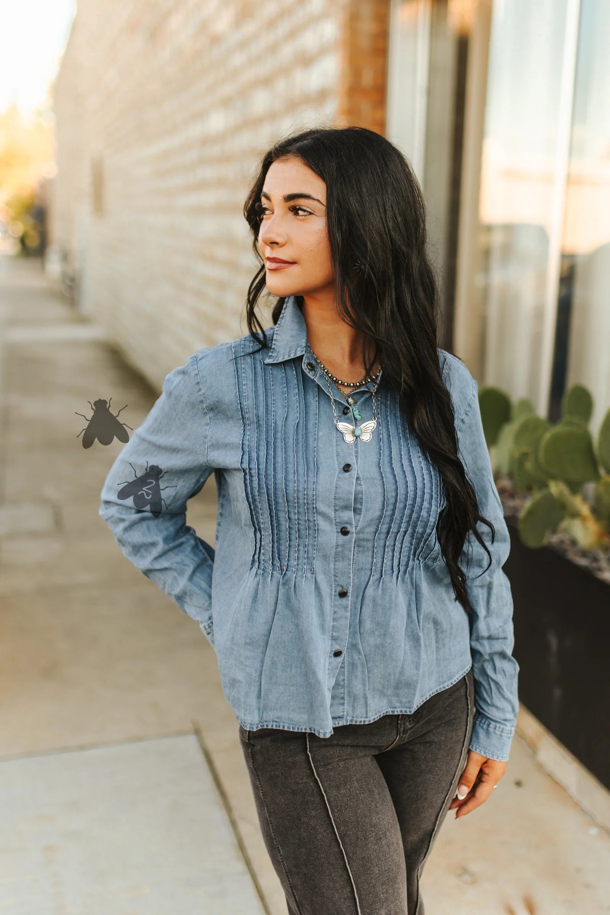 Call it Classic denim button down top