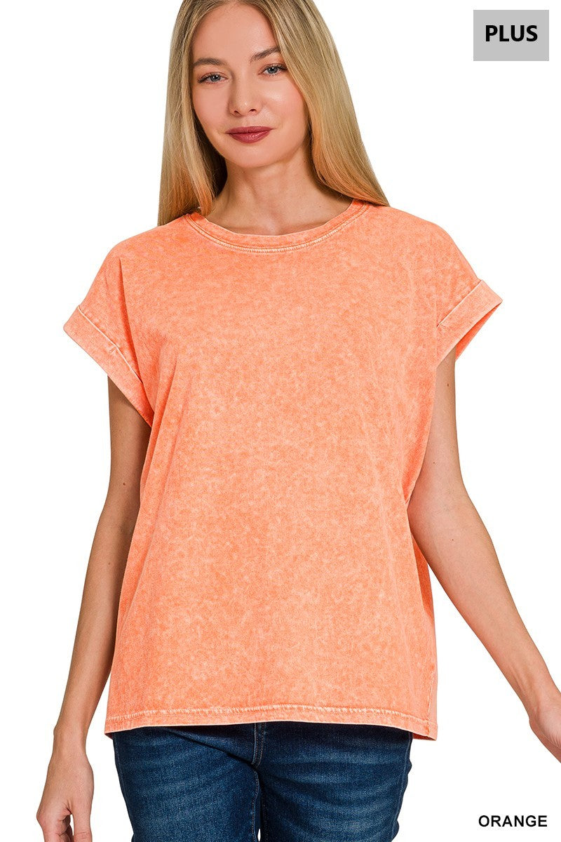 Washed Cuff Short Sleeve Tee