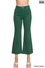 Plus acid washed high waist frayed hem bootcut pants- HUNTER GREEN