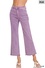 Plus acid washed high waist frayed hem bootcut pants- LT PLUM