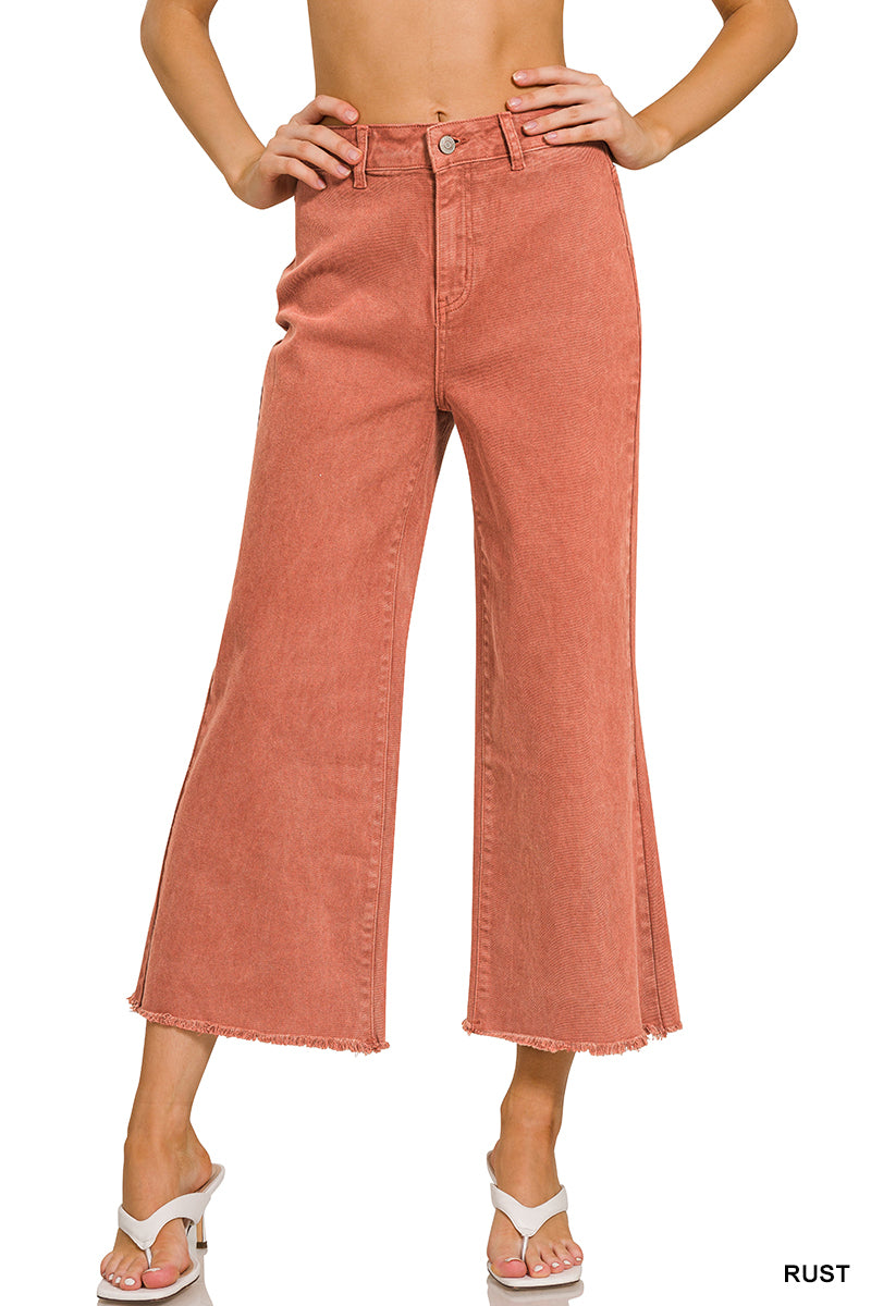 Zenana Acid Washed Straight Wide Pants