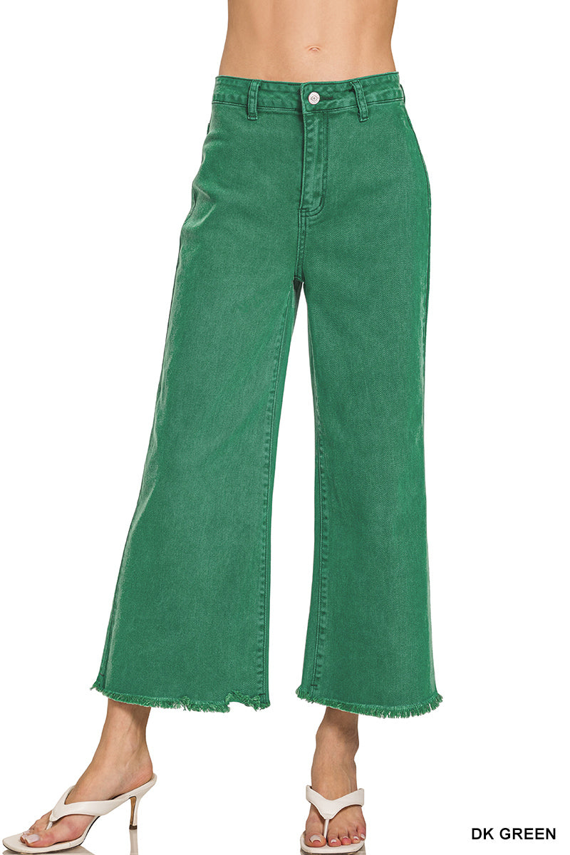 Zenana Acid Washed Straight Wide Pants
