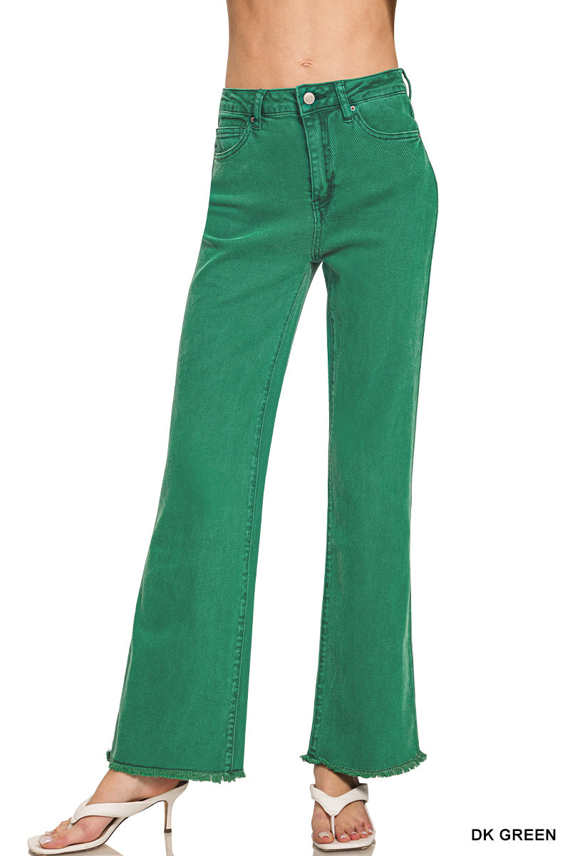 Zenana Acid Washed Straight Wide Pants