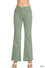 Acid washed frayed cutoff hem straight wide pants- DK OLIVE