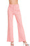 Pink Acid washed frayed cutoff hem straight wide pants