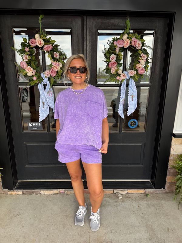 Halo snow washed boxy top & shorts set