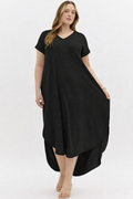 Throw & Go Black Midi Dress