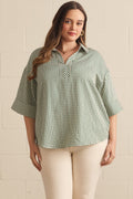 Plus Size - The Main Street Green Gingham Top