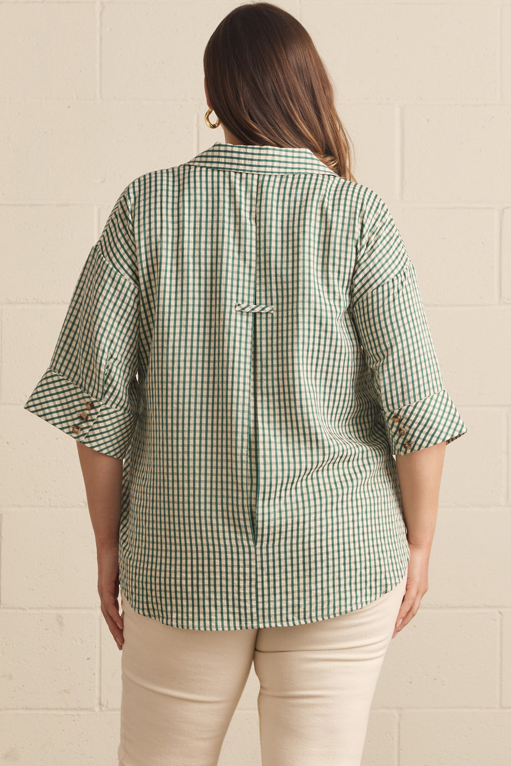 Plus Size - The Main Street Green Gingham Top