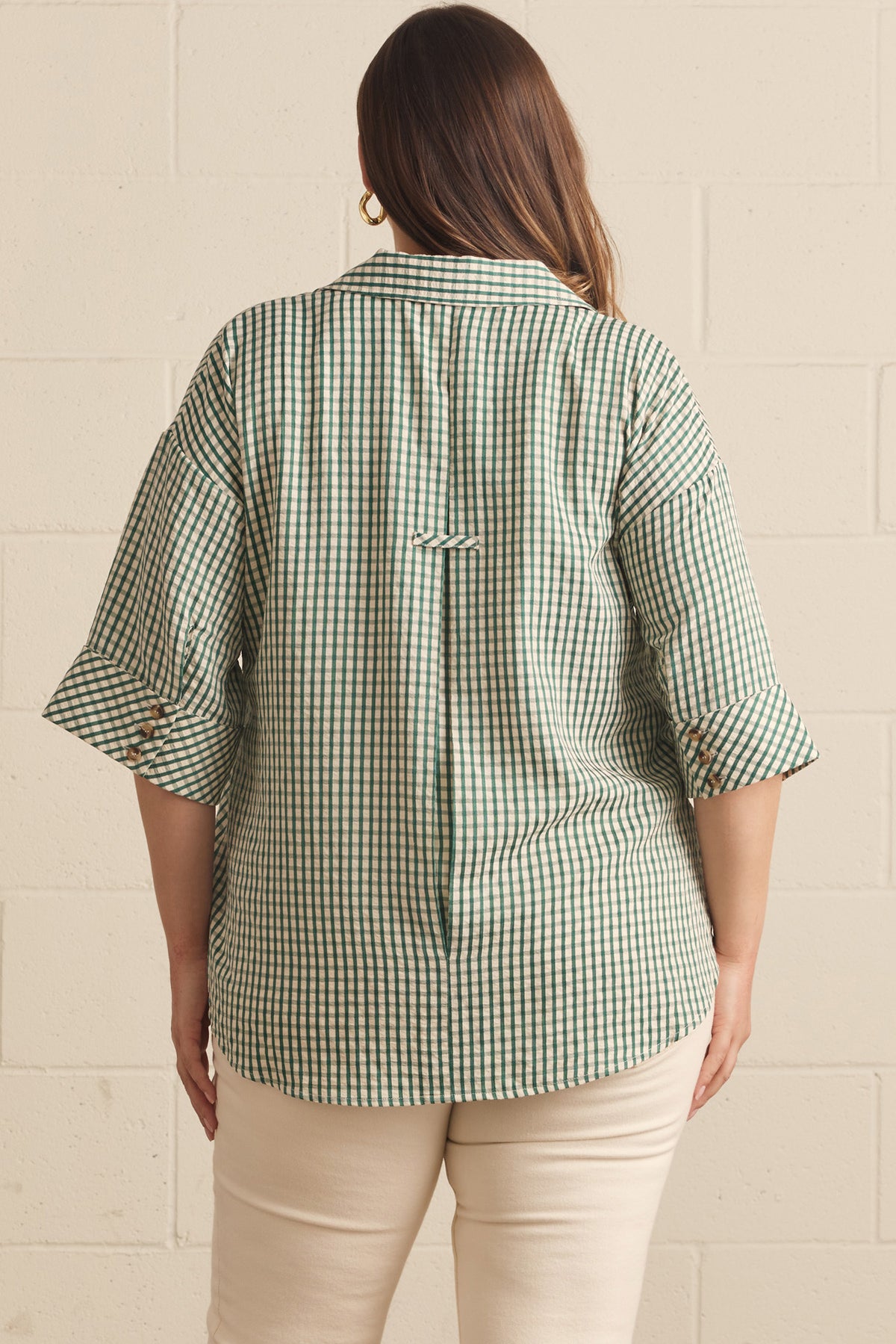 Plus Size - The Main Street Green Gingham Top