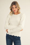 White Scallop Bottom Top