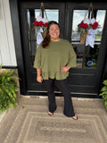 Plus, Olive Ruffle Bottom Top