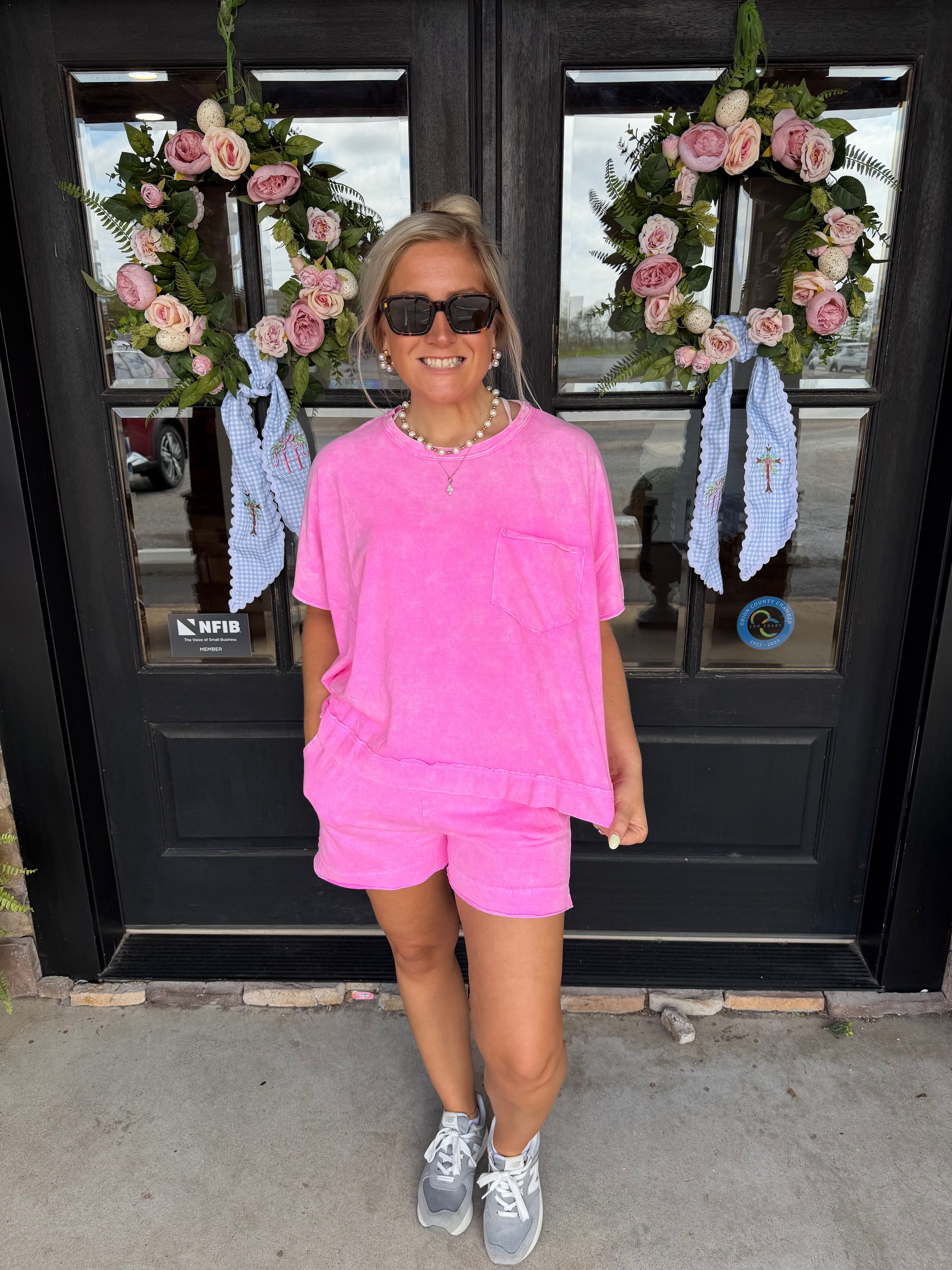 Halo snow washed boxy top & shorts set