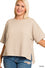 Plus double knit side slits hi low short sleeve top