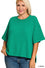Plus double knit side slits hi low short sleeve top