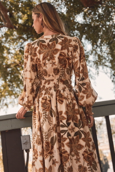 Plus Size - Ruffled Floral Midi Dress