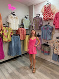 Zenana Romper Dress- Hot Pink