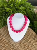 Hot Pink Chunky Square Bead