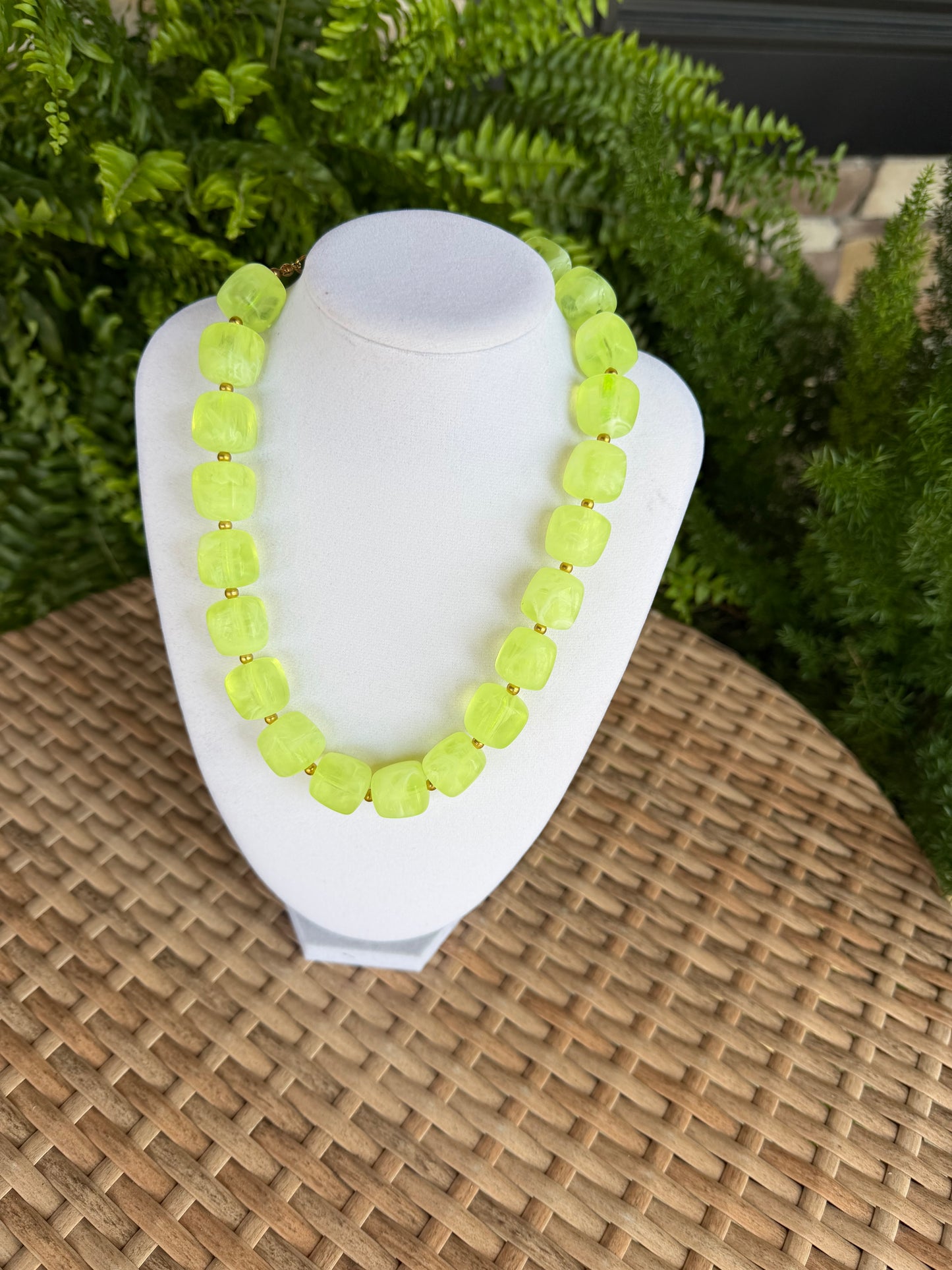 Green Chunky Square Beads