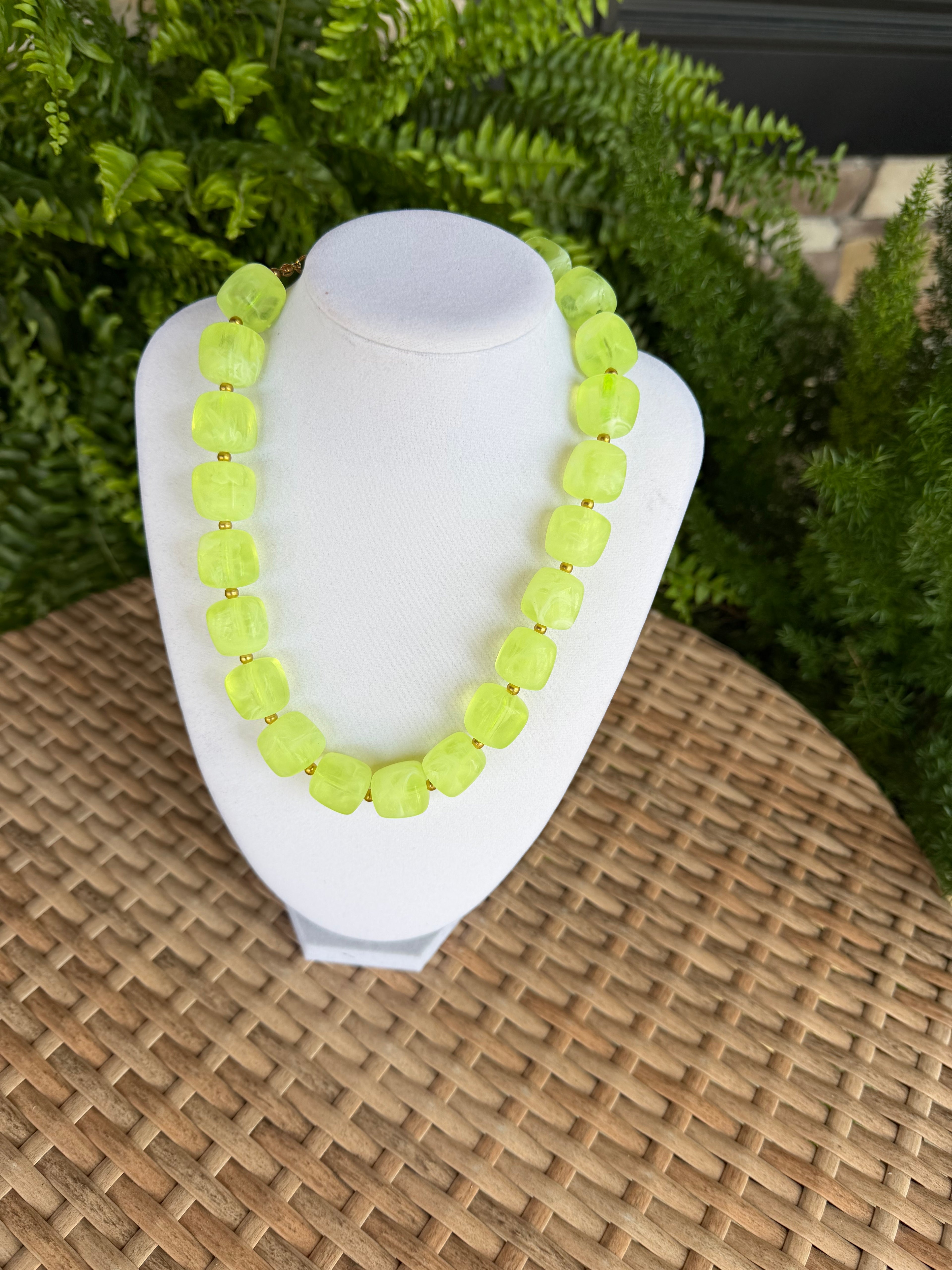 Green Chunky Square Beads