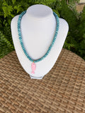 Blue Necklace with Pink fish