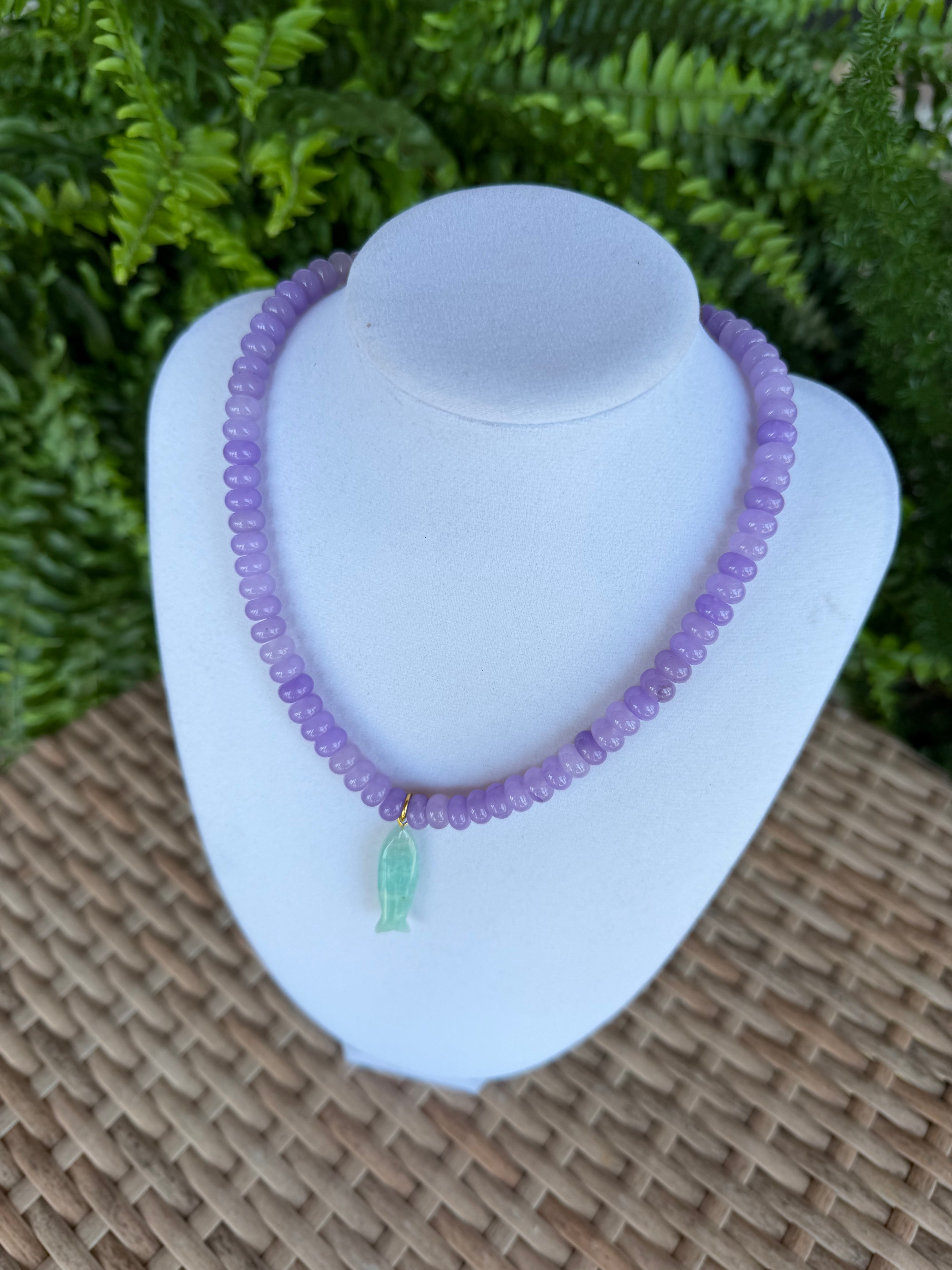 Purple necklace with fish