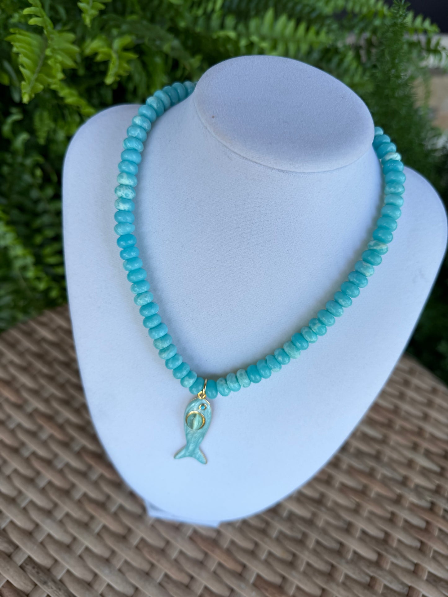 Blue Necklace with Blue Fish