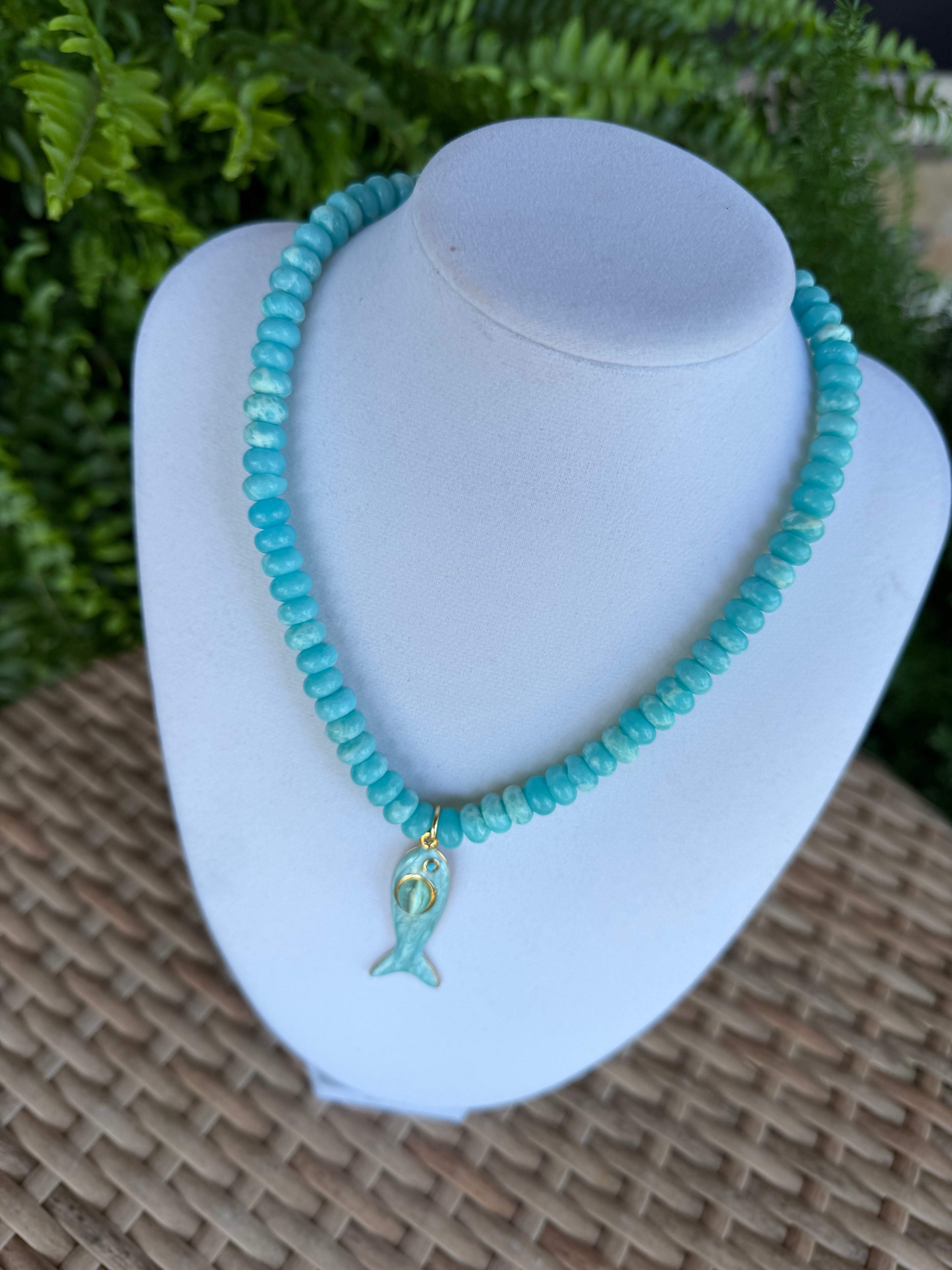 Blue Necklace with Blue Fish