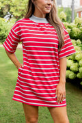 Frances Mock Neck Stripe Dress