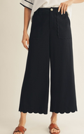 Scallop Edge Detail Wide Leg Pants