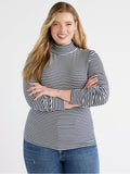Striped Mock Neck