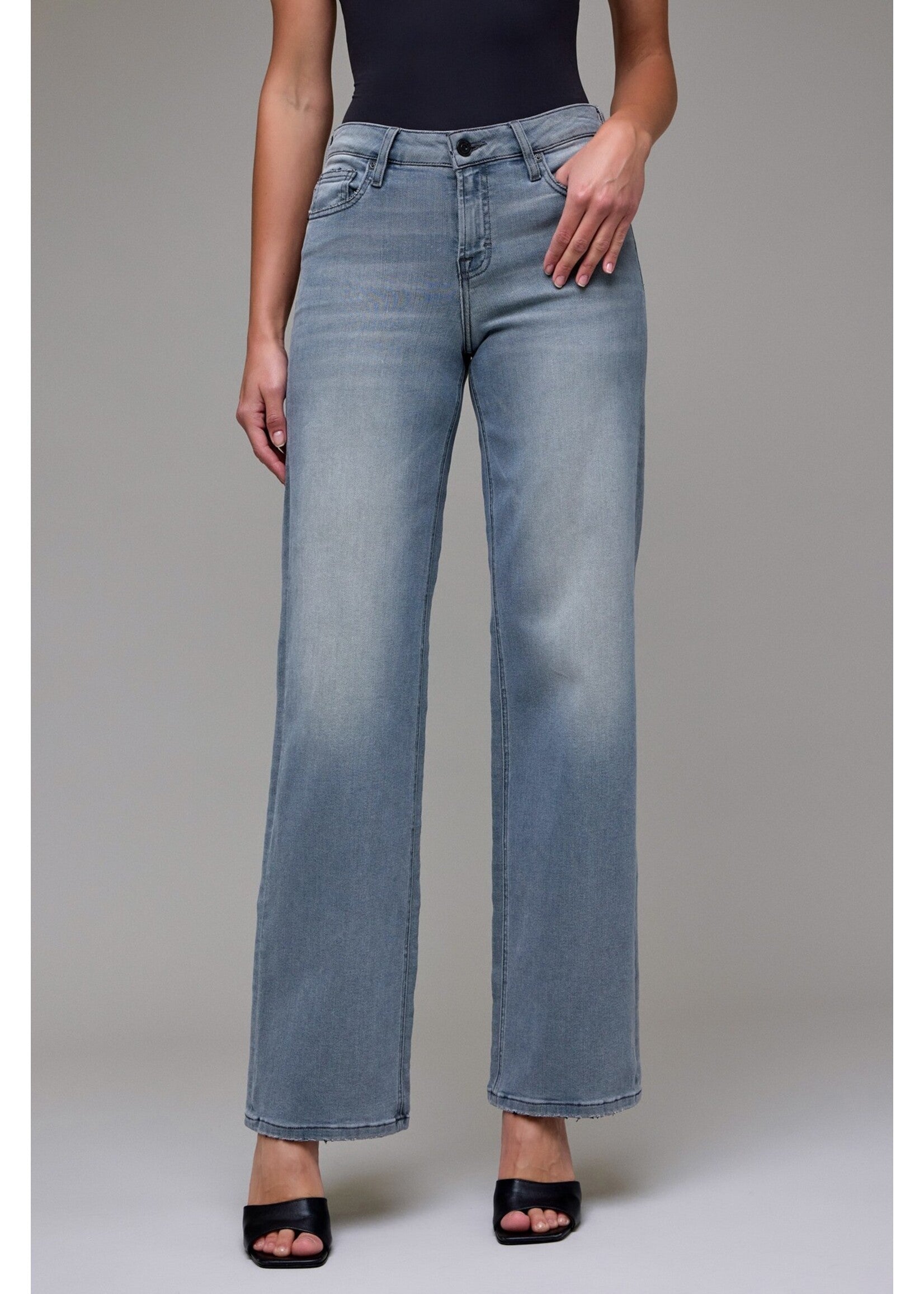 [LOGAN] Light Grey Stretch Mid Rise Dad Jean - Hidden