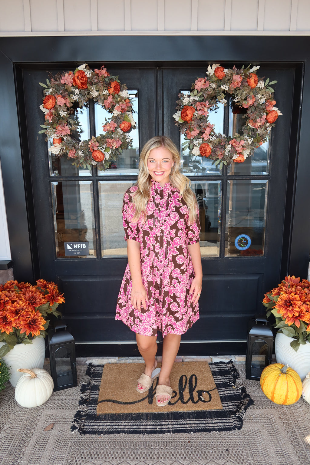 Floral button down mini dress