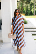 Plus Size Asymmetrical Stripe Midi