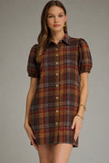 Fall into chocolate Plaid Dress