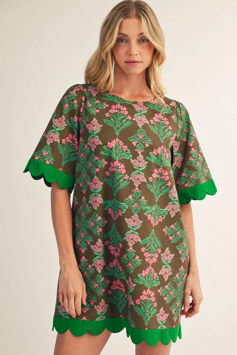 Baroque Floral Shift Dress