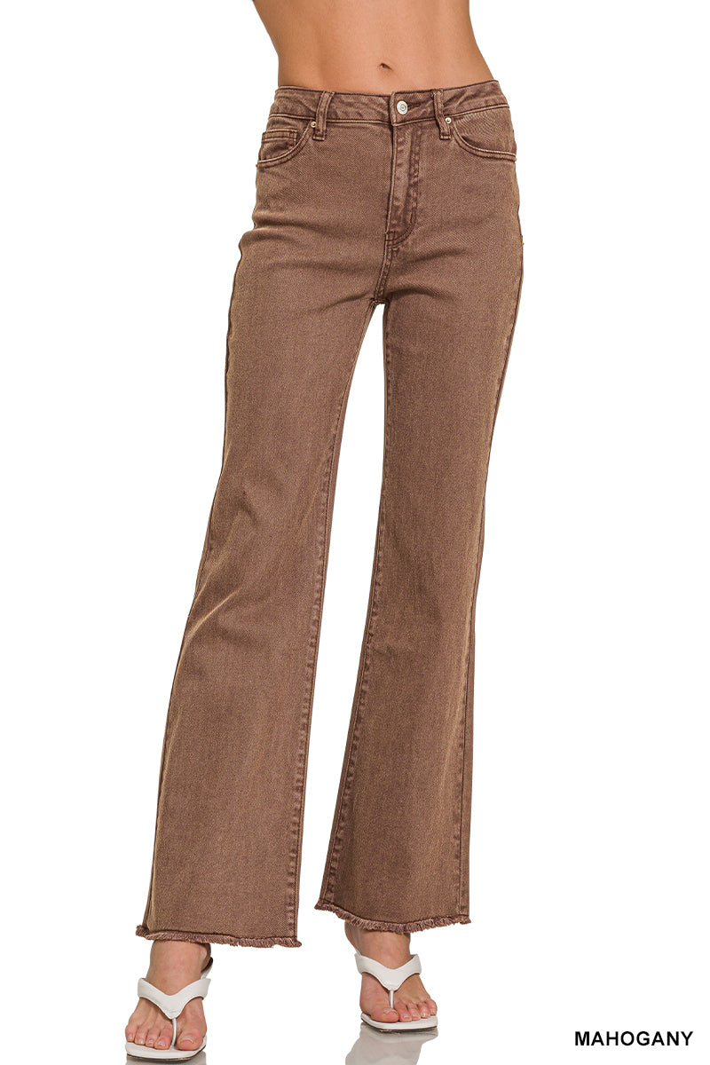 Zenana Acid Washed Straight Wide Pants