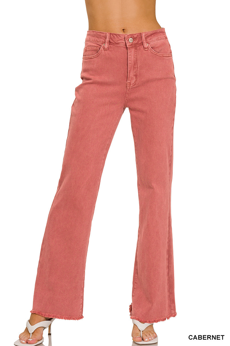 Zenana Acid Washed Straight Wide Pants