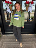 Fish Embroidered Knit Sweater