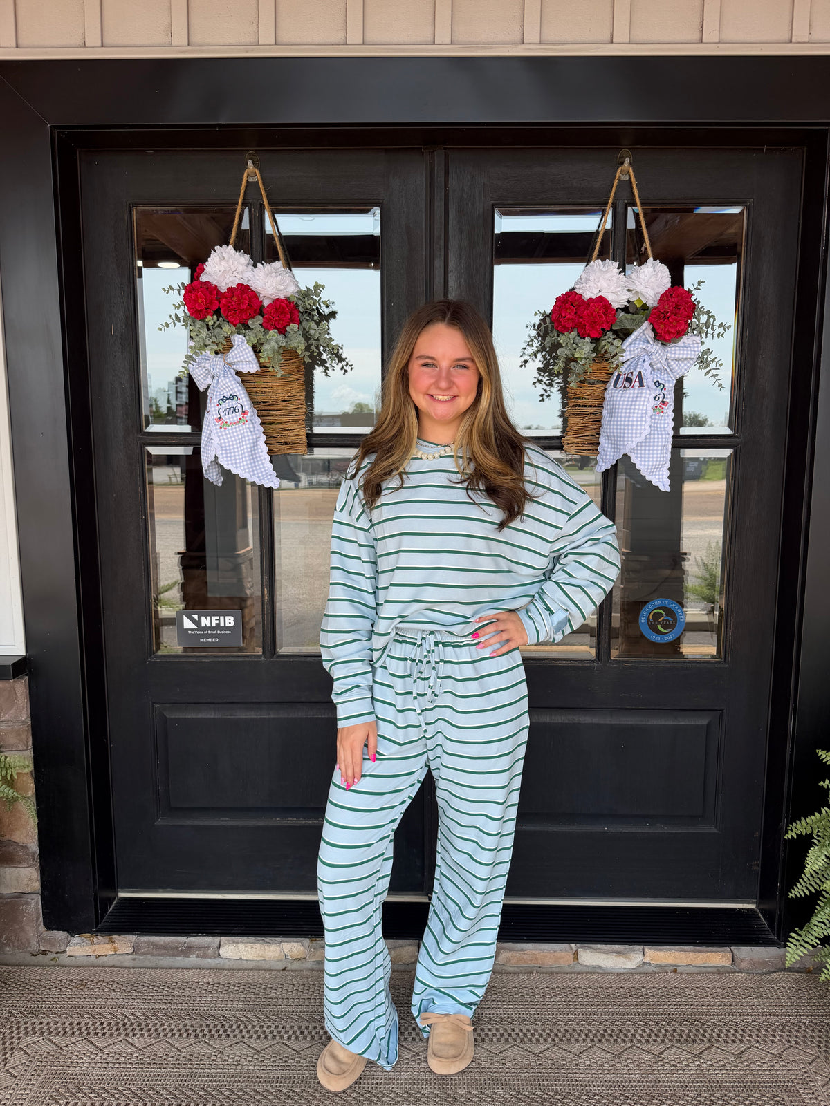 Striped Wide Leg Lounge Pants With Drawstring Waist