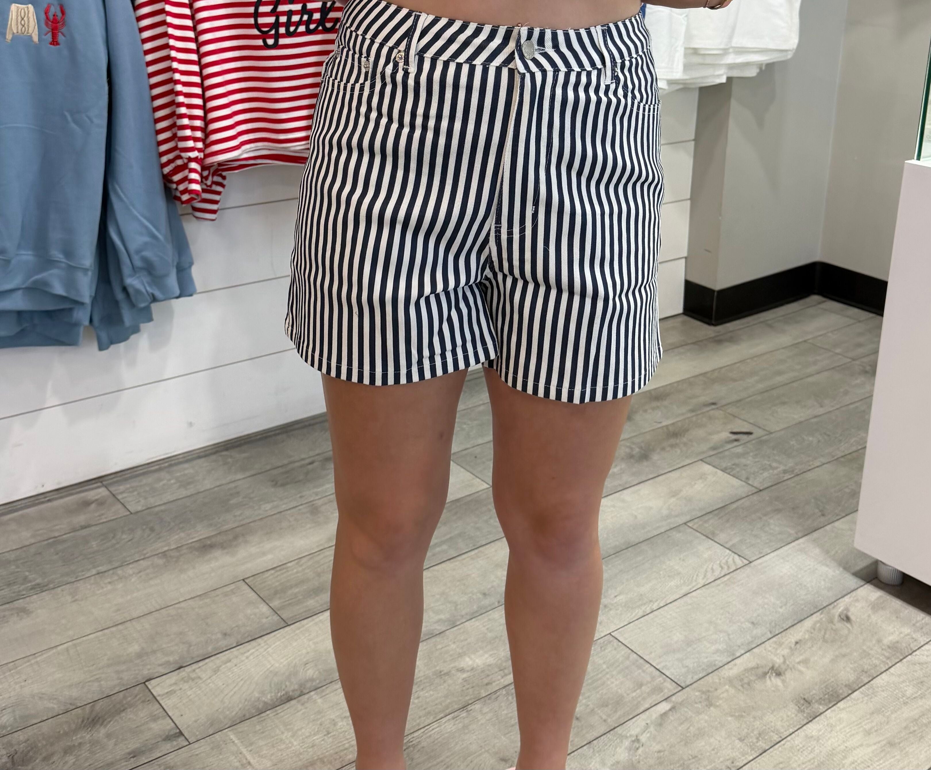 Navy Stripe Cloth Shorts