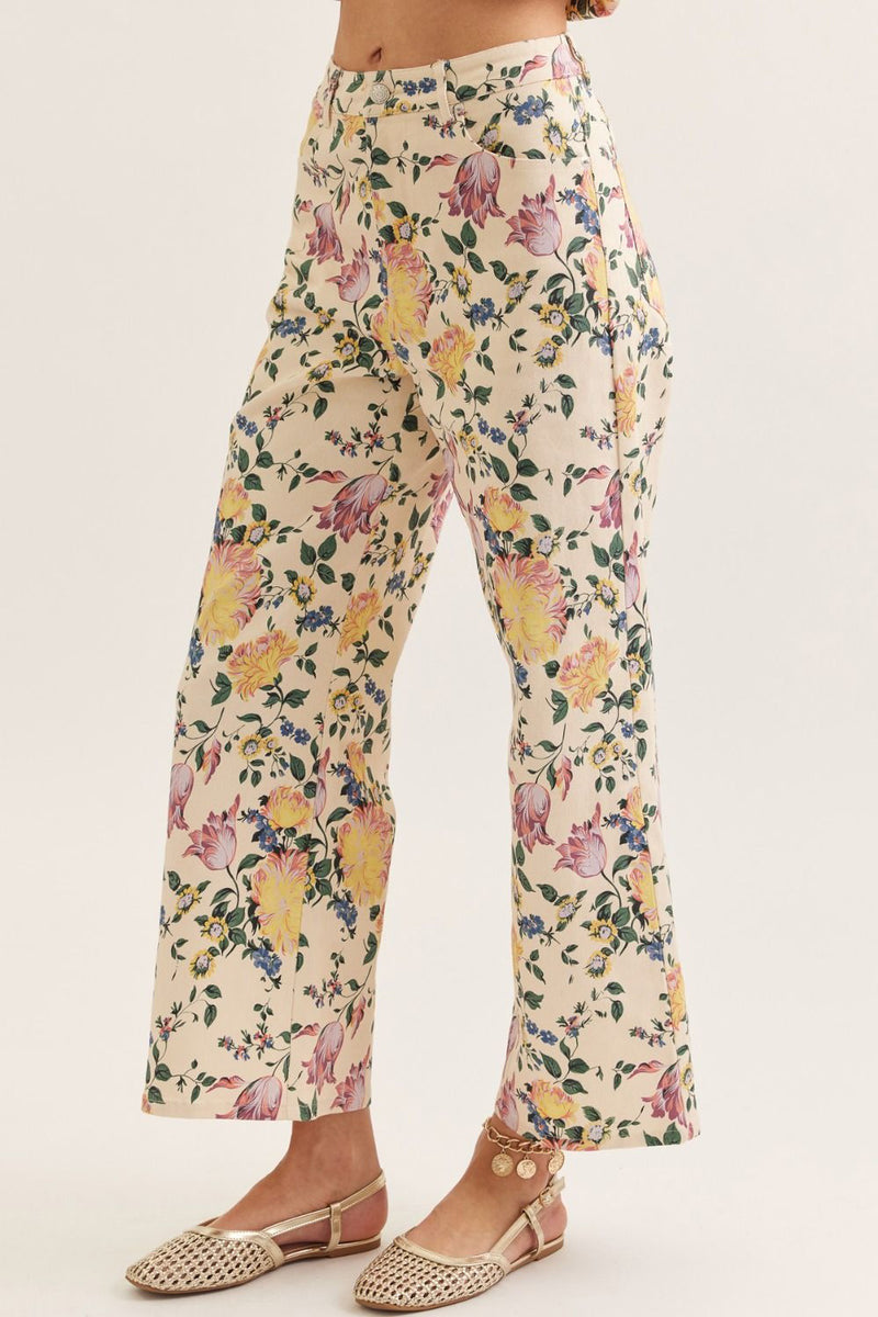 Floral Print Wide Leg Pants