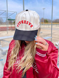 BASEBALL - Red on Black Stripe Vintage Hat