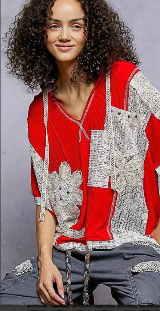 Ruby Lace Patchwork Top