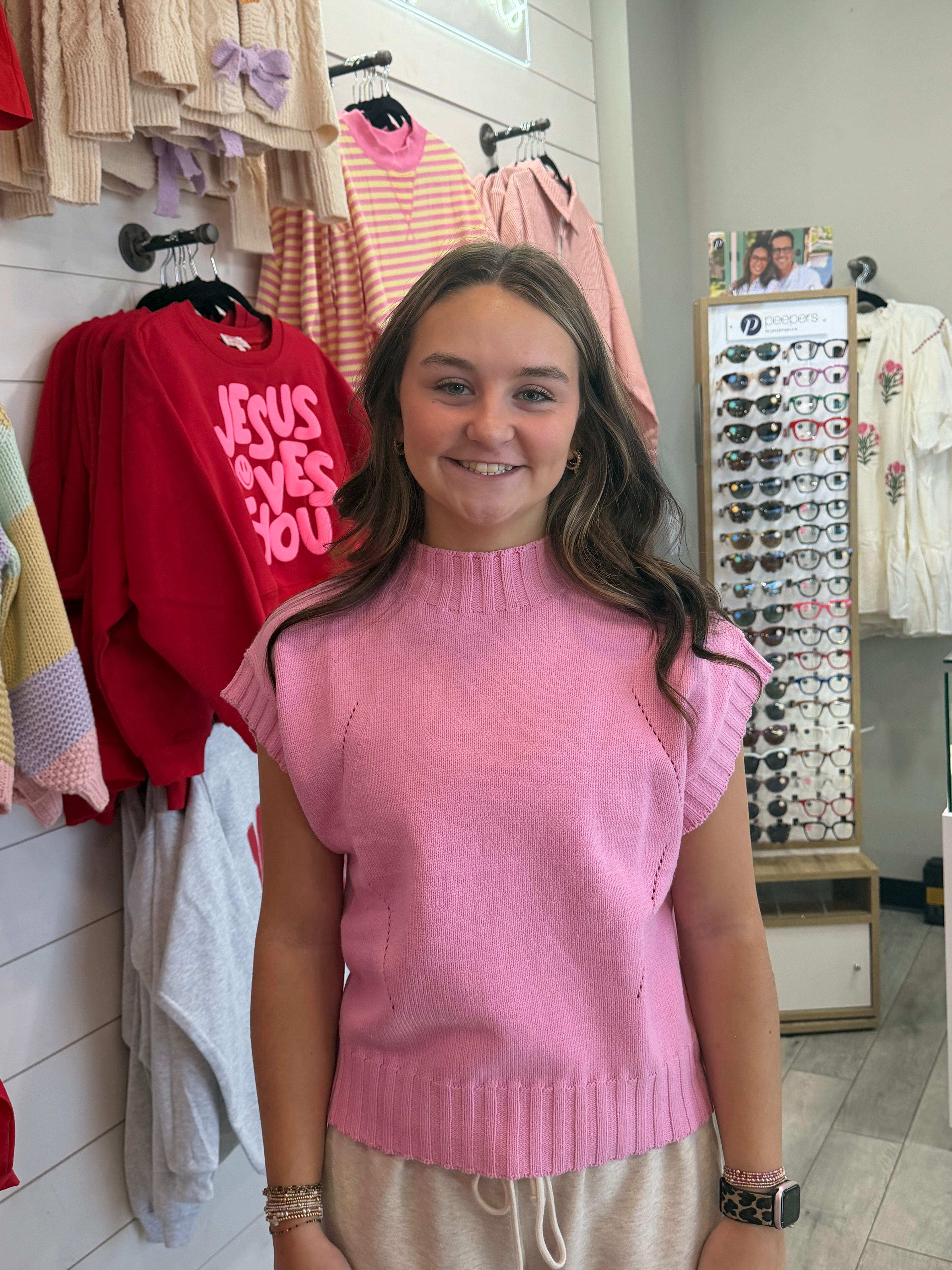 Pretty in Pink Mock Neck Top